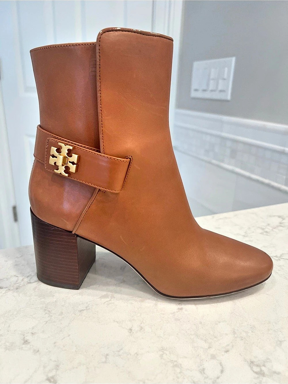 Tory Burch Turnlock Heeled Ankle Boot Brown